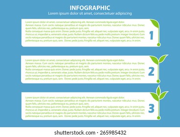 Infographic with 3 growing  sprouts. Vector illustration for banner, diagram, number options, web design and documents 
