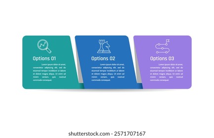 Infographic 3 Key Elements of Business Management. Presentation, Plan, Data and Strategy. Vector illustration.