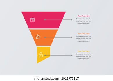 Infographic 3 Level Modern Sales Funnel Diagram Vector Image