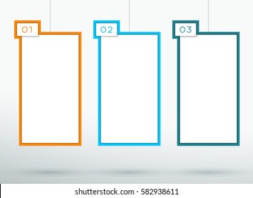 Infographic 3 Numbered 3d Hanging Text Boxes Vector
