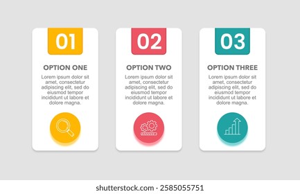 Infographic 3 options and simple design elements. Presentation, Data, Plan and Strategy. Vector illustration.