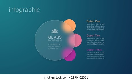 Infographic for 3 options, vector gradient design with realistic frosted glass, glassmorphism effect