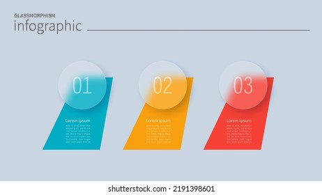 Infographic for 3 options, vector gradient design with realistic frosted glass, glassmorphism effect