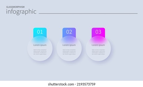 Infographic for 3 options, vector gradient design with realistic frosted glass, glassmorphism effect