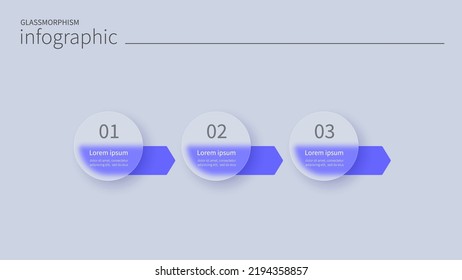 Infographic for 3 options, vector gradient design with realistic frosted glass, glassmorphism effect