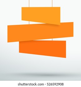 Infographic 3 Orange Title Boxes Hanging 3d Vector
