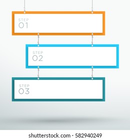 Infographic 3 Step Colourful Hanging Text Banners A