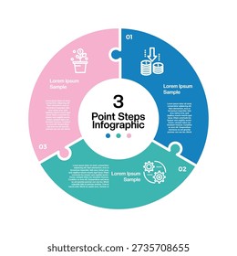 Infographic 3 step option puzzle for business solutions, editable vector illustration