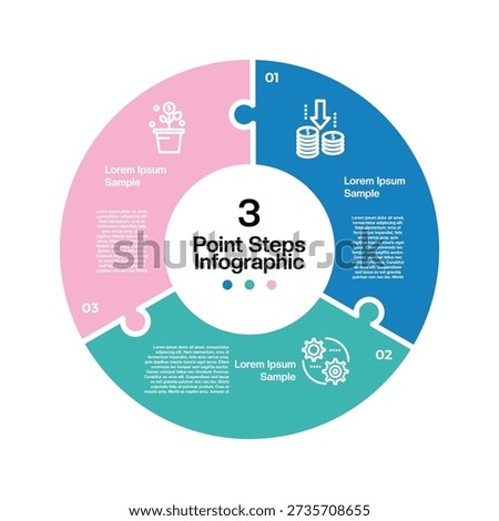 Infographic 3 step option puzzle for business solutions, editable vector illustration