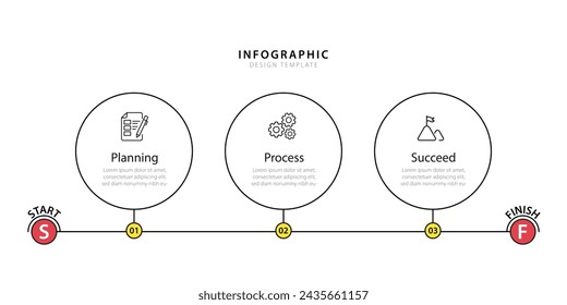 Infographic 3 Step timeline journey, calendar Flat simple infographics design template. presentation graph. Business concept with 3 options, vector illustration.