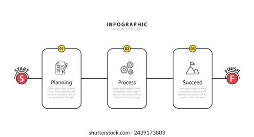 Infographic 3 Step timeline journey, calendar Flat simple infographics design template. presentation graph. Business concept with 3 options, vector illustration.