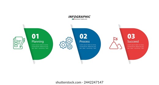 Infografía Viaje en línea de tiempo de 3 pasos, calendario Plantilla de diseño de infografías simples planas. Concepto de negocio con 3 opciones, ilustración vectorial.