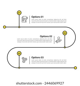 Infographic 3 Step timeline journey, calendar Flat simple infographics design template. presentation graph. Business concept with 3 options, vector illustration.