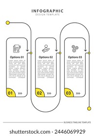 Infografik 3 Schritt Zeitleiste Reise, Kalender Flat simple Infografik Design Vorlage. Präsentationsgrafik. Geschäftskonzept mit 3 Optionen, Vektorillustration.