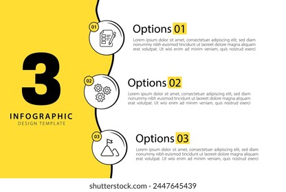 Infographic 3 Step timeline journey, calendar Flat simple infographics design template. presentation graph. Business concept with 3 options, vector illustration.