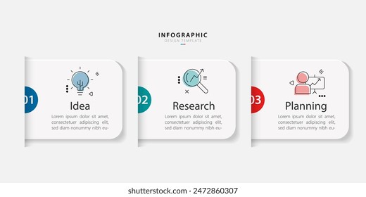 Infographic 3 Step timeline journey, calendar Flat simple infographics design template. presentation graph. Business concept with 3 options, vector illustration.