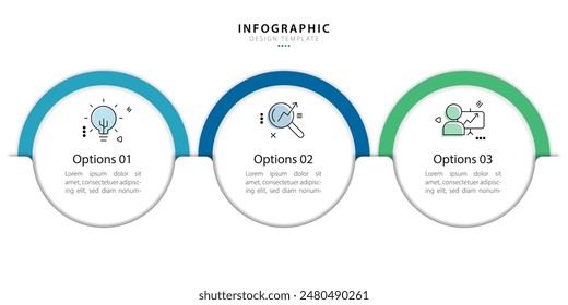 Infografía Viaje en línea de tiempo de 3 pasos, calendario Plantilla de diseño de infografías simples planas. Concepto de negocio con 3 opciones, Ilustración vectorial.