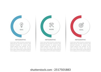 Infographic 3 Step timeline journey, calendar Flat simple infographics design template. presentation graph. Business concept with 3 options, vector illustration.