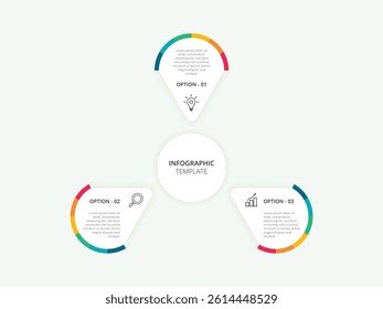 Infographic 3 Step timeline journey. Presentation graph, flat simple infographics design template. Clean timeline infographic design template with 3 options. Vector for presentation