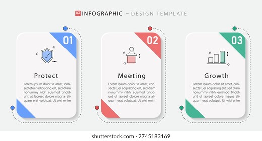 Infographic 3 Step timeline journey, calendar Flat simple infographics design template. presentation graph. Business concept with 3 options, vector illustration.