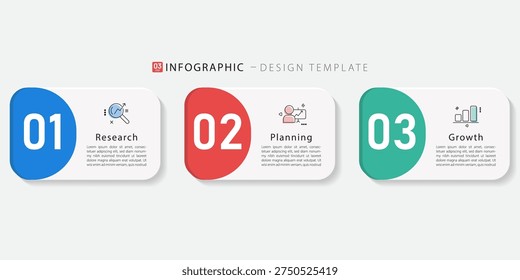 Infographic 3 Step timeline journey, calendar Flat simple infographics design template. presentation graph. Business concept with 3 options, vector illustration.