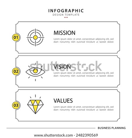 Infographic 3 Step timeline journey, calendar Flat simple infographics design template. Mission, vision and values concept with 3 options, vector illustration.