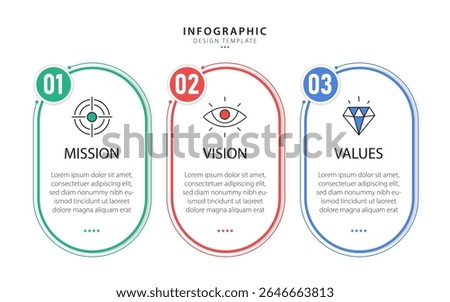 Infographic 3 Step timeline journey, calendar Flat simple infographics design template. Mission, vision and values concept with 3 options, vector illustration.