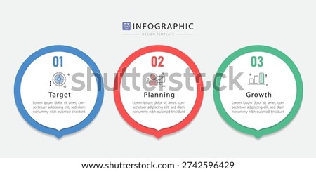 Infographic 3 Step timeline journey, calendar Flat simple infographics design template. presentation graph. Business concept with 3 options, vector illustration.