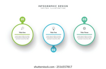 Infografía Plantilla de negocios de Vector de 3 pasos. Gráfico de presentación. Concepto de negocio con 3 opciones, Ilustración vectorial.
