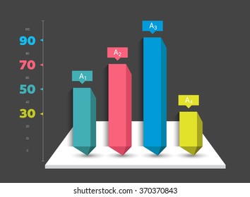 Infographic 3D diagram chart, graph. Graphic element can be used for brochure layout, workflow, diagram, number options, web design template. Vector illustration.