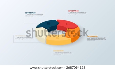 Infographic 3D elements of 5 colored circles and arrows