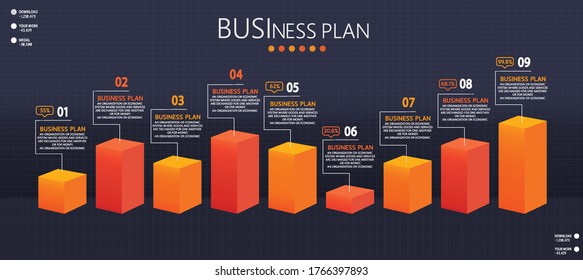 Infographic 3D elements or diagrams of education businesses can be used in teaching and learning 9 step.