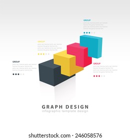 infographic 3d Graph of the diagramme consisting of several cubes 4 color styles