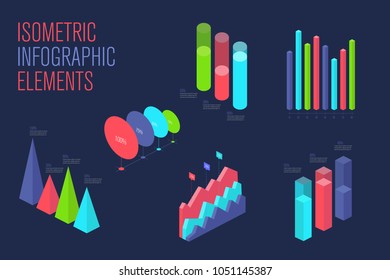 infographic 3d isometric design vector elements for presentation, graphics, statistics of data and diagrams.
