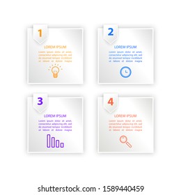 Infographic 3d label, template design. Business concept, Infographic with number 4 options, step or processes. Element for layout process, Vector Eps 10 format