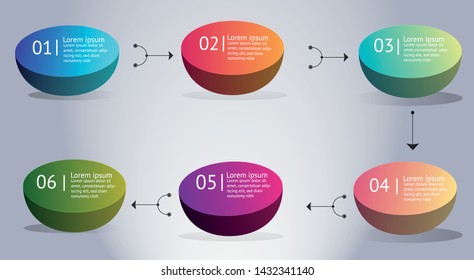 Infographic in 3d, simple infographic design template with icons and 6 options or steps. Can be used for process diagram, presentations, workflow layout, banner, flow chart, info graph 