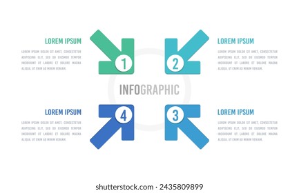 Infographic 4 arrow option to success. Infographic focus target. Business presentation. Vector illustration.