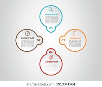 infographic 4 data template process list with center focus - vector illustration