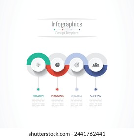 Infographic 4 options design elements for your business data. Vector Illustration.