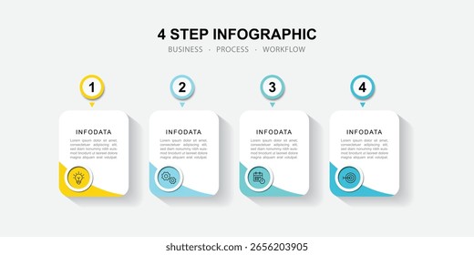  Infografía 4 Elementos de diseño de opciones para los datos de su negocio. Ilustración vectorial