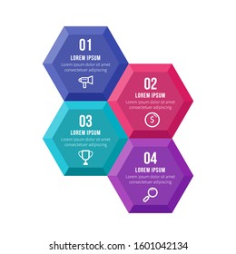 Infographic with 4 options and hexagon shape