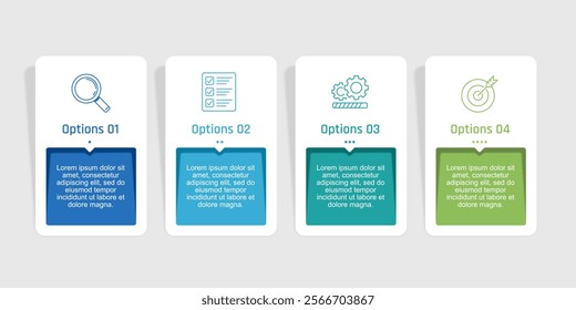 Infographic 4 options for successful business management. Banner, Poster, Report, Strategy and Presentation. Vector illustration.