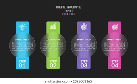Infographic for 4 options, vector design with realistic frosted glass, glass morphism effect.