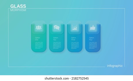 Infographic for 4 options, vector gradient design with realistic frosted glass, glassmorphism effect