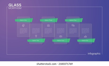 Infographic for 4 options, vector gradient design with realistic frosted glass, glassmorphism effect