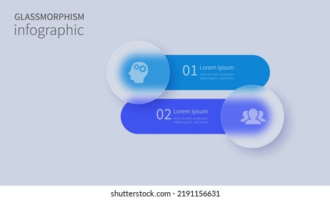 Infographic for 4 options, vector gradient design with realistic frosted glass, glassmorphism effect