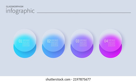 Infografía para 4 opciones, diseño de gradiente vectorial con vidrio esmerilado realista, efecto de glasmorfismo