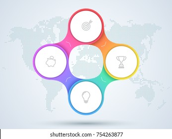 Infographic 4 Point Business Diagram With World Map