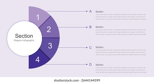 Infographic 4 selected sections with charts and lines for presentation, management, and visualization. for business and marketing