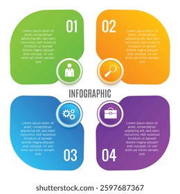 Infographic 4 step business workflow layout modern chart minimalist editable design